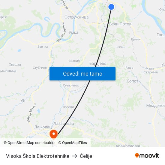 Visoka Škola Elektrotehnike to Ćelije map