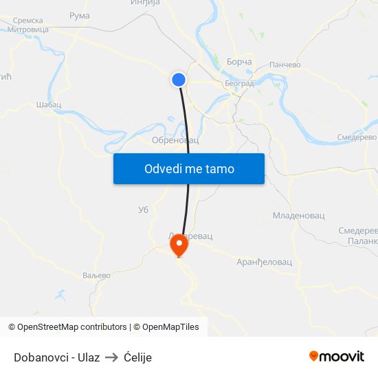 Dobanovci - Ulaz to Ćelije map