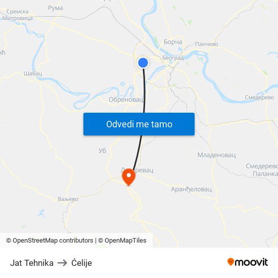 Jat Tehnika to Ćelije map