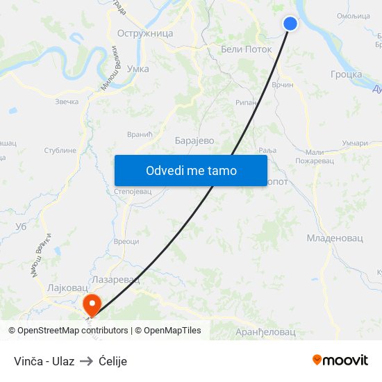 Vinča - Ulaz to Ćelije map