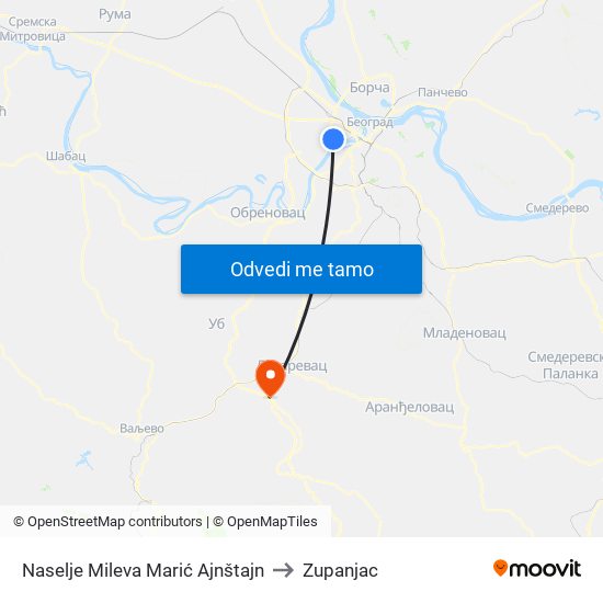 Naselje Mileva Marić Ajnštajn to Zupanjac map