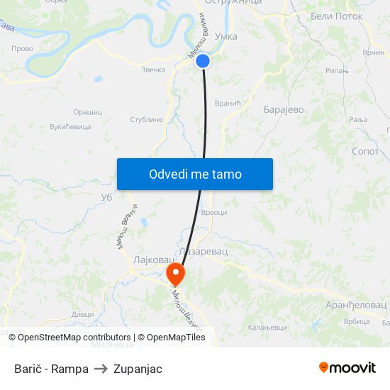 Barič - Rampa to Zupanjac map