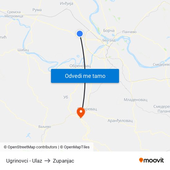 Ugrinovci - Ulaz to Zupanjac map