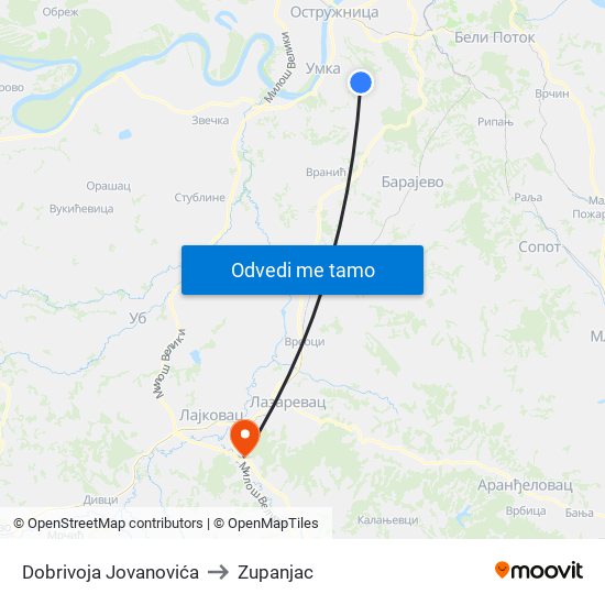 Dobrivoja Jovanovića to Zupanjac map