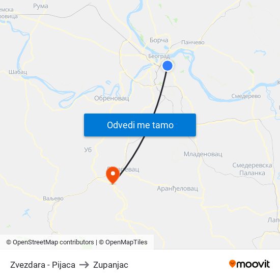 Zvezdara - Pijaca to Zupanjac map