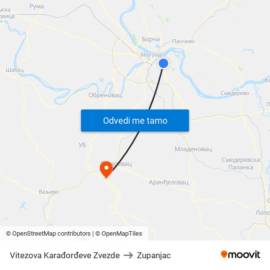 Vitezova Karađorđeve Zvezde to Zupanjac map