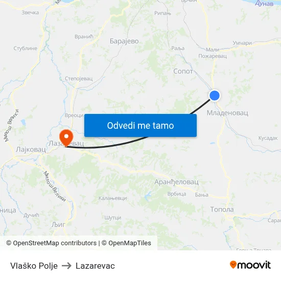 Vlaško Polje to Lazarevac map