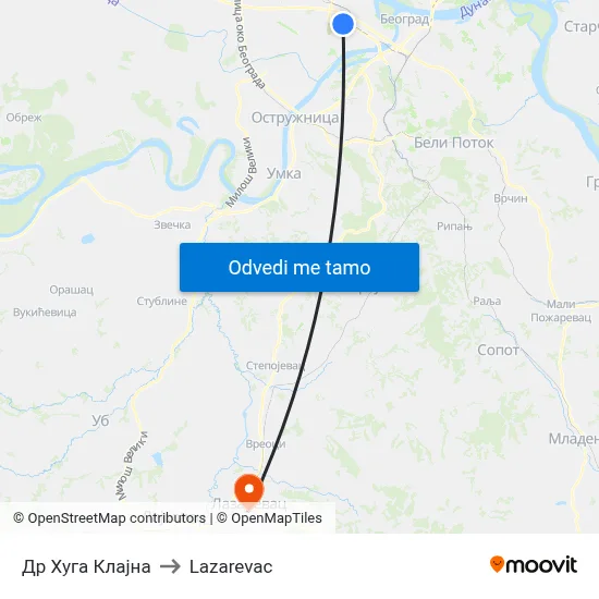 Др Хуга Клајна to Lazarevac map
