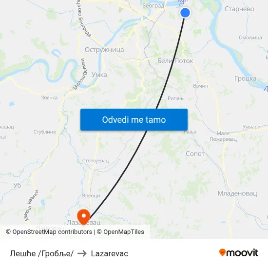 Лешће /Гробље/ to Lazarevac map
