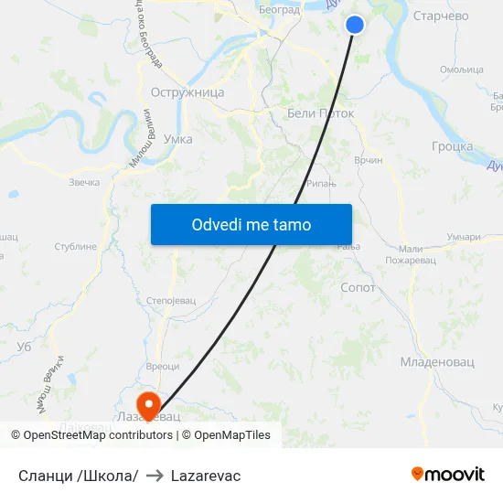 Сланци /Школа/ to Lazarevac map