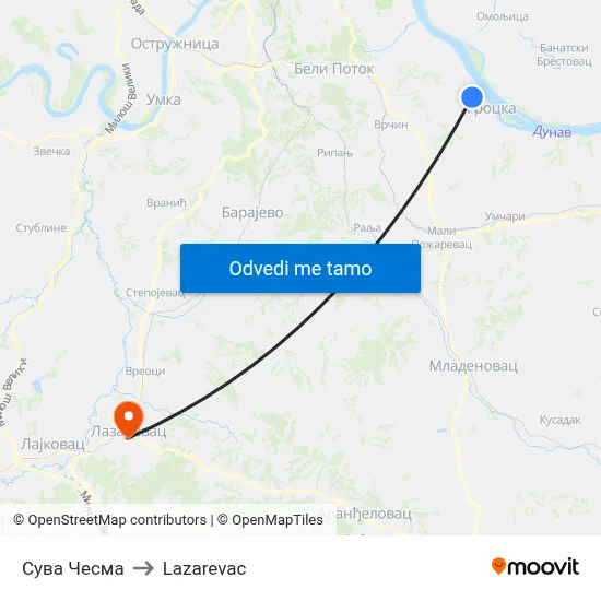Сува Чесма to Lazarevac map