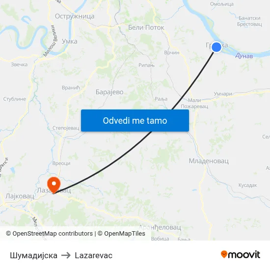 Шумадијска to Lazarevac map