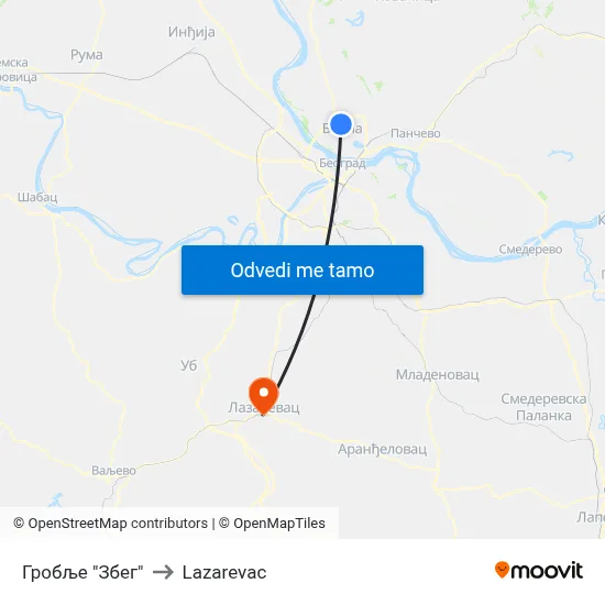 Гробље "Збег" to Lazarevac map