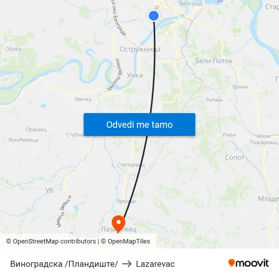Виноградска /Пландиште/ to Lazarevac map