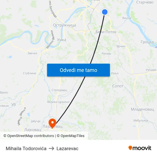 Mihaila Todorovića to Lazarevac map