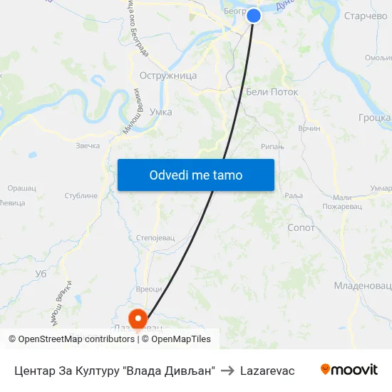 Центар За Културу "Влада Дивљан" to Lazarevac map