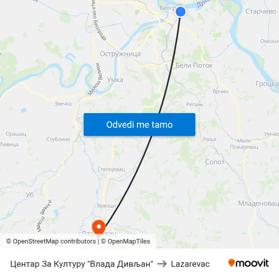 Центар За Културу "Влада Дивљан" to Lazarevac map