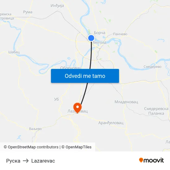 Руска to Lazarevac map