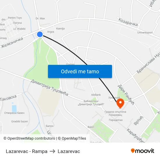 Lazarevac - Rampa to Lazarevac map
