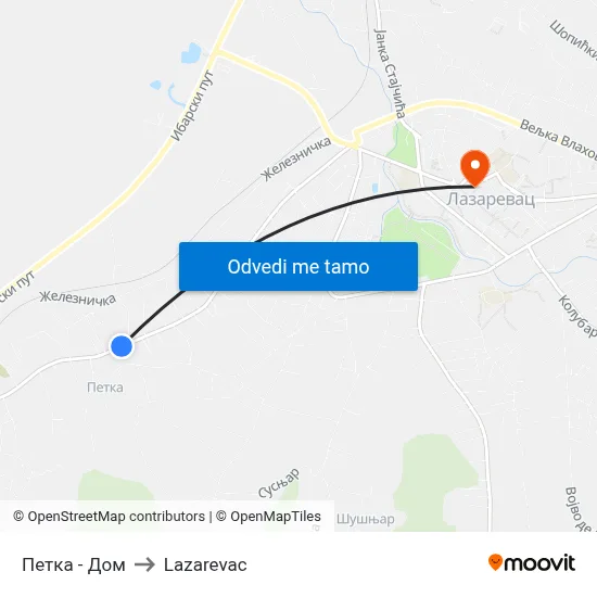 Петка - Дом to Lazarevac map
