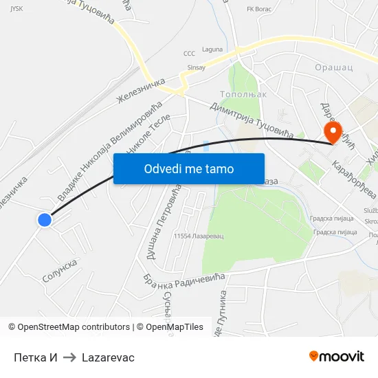 Петка И to Lazarevac map