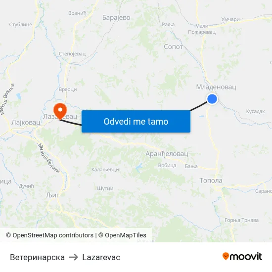 Ветеринарска to Lazarevac map