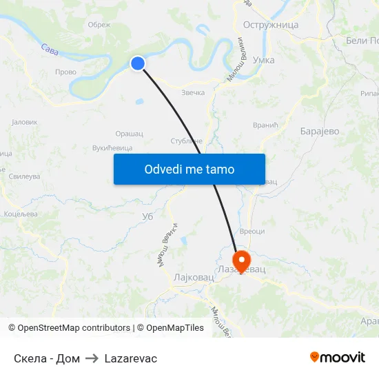 Скела - Дом to Lazarevac map