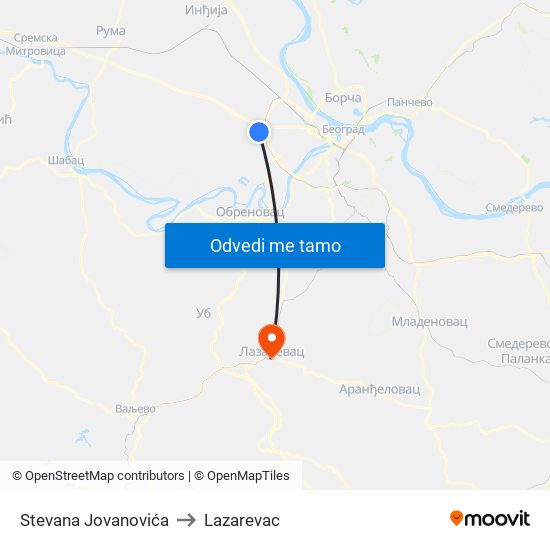 Stevana Jovanovića to Lazarevac map