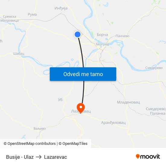 Busije - Ulaz to Lazarevac map