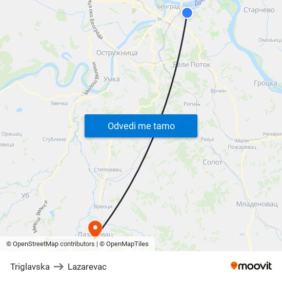 Triglavska to Lazarevac map