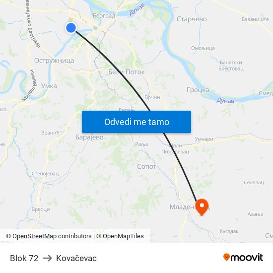 Blok 72 to Kovačevac map