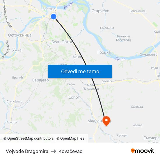 Vojvode Dragomira to Kovačevac map