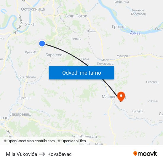 Mila Vukovića to Kovačevac map