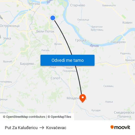 Put Za Kaluđericu to Kovačevac map