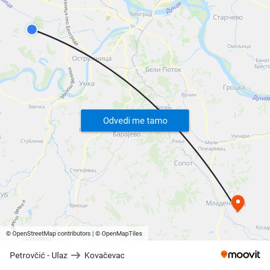 Petrovčić - Ulaz to Kovačevac map