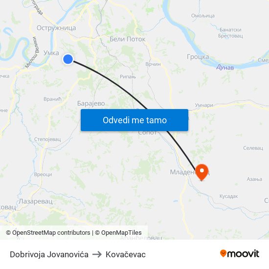 Dobrivoja Jovanovića to Kovačevac map