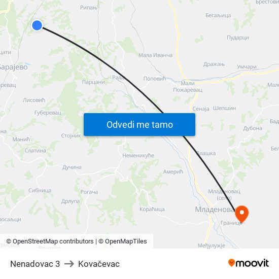 Nenadovac 3 to Kovačevac map