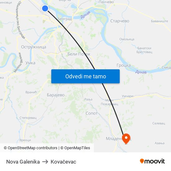 Nova Galenika to Kovačevac map