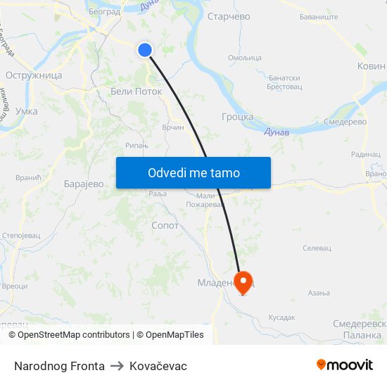 Narodnog Fronta to Kovačevac map