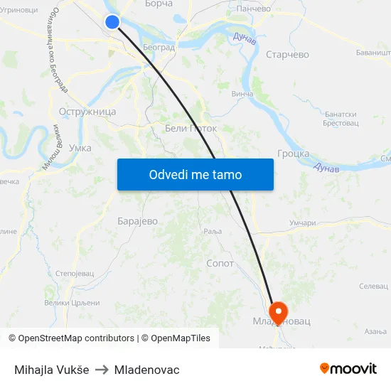 Mihajla Vukše to Mladenovac map