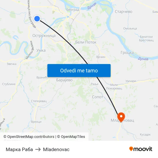Марка Раба to Mladenovac map