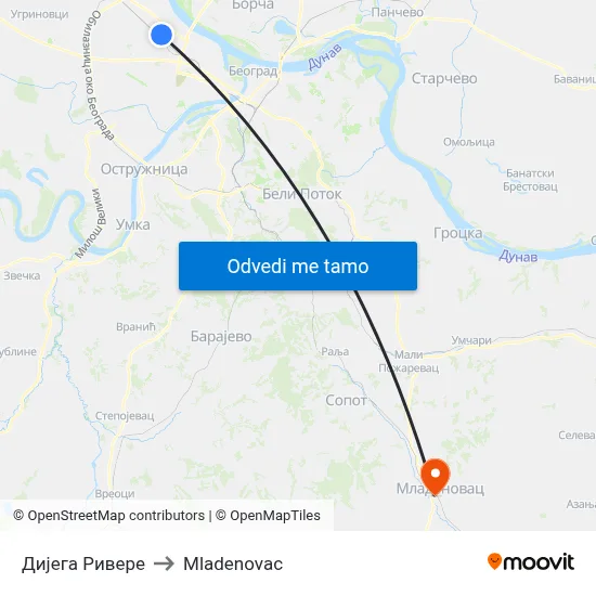 Дијега Ривере to Mladenovac map