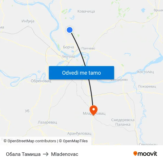 Обала Тамиша to Mladenovac map