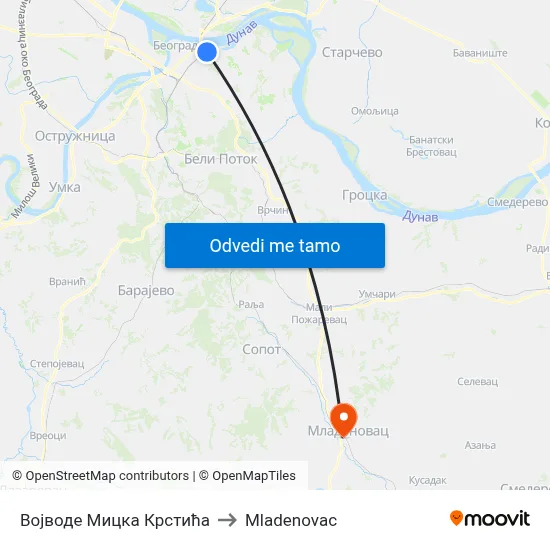 Војводе Мицка Крстића to Mladenovac map