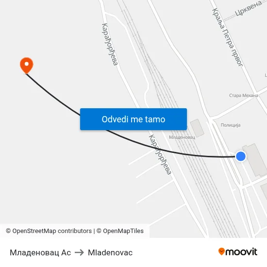 Младеновац Ас to Mladenovac map
