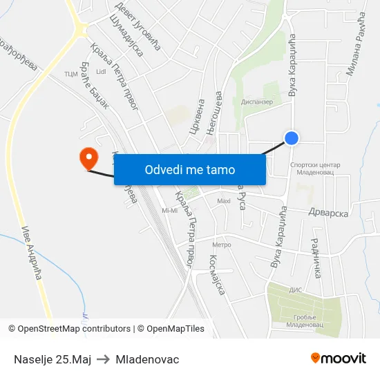 Naselje 25.Maj to Mladenovac map