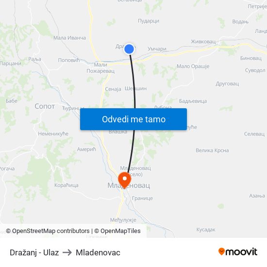 Dražanj - Ulaz to Mladenovac map