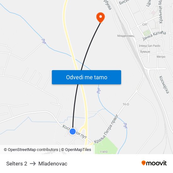 Selters 2 to Mladenovac map