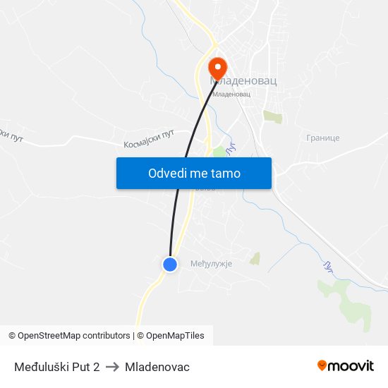 Međuluški Put 2 to Mladenovac map