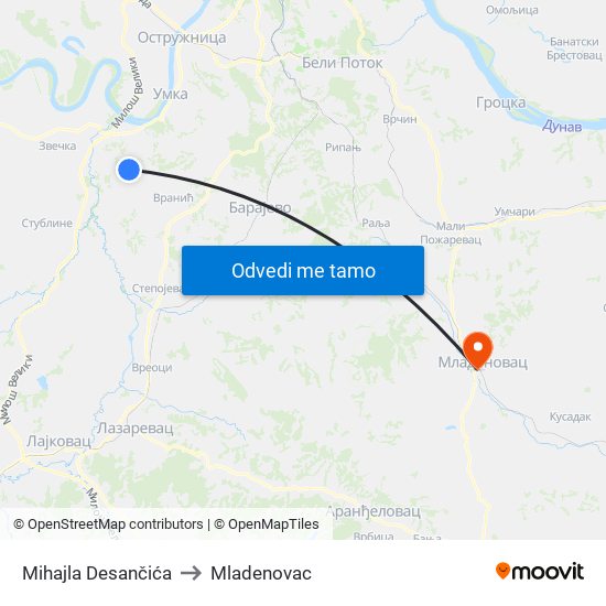 Mihajla Desančića to Mladenovac map